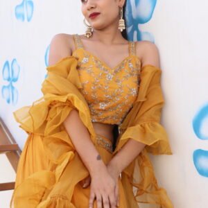 Mustard Lehenga with Ruffled Dupatta