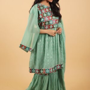 Pastel Green Peplum Garara Suit