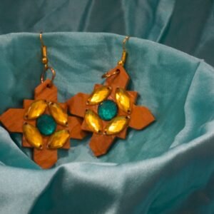 Yellow Wooden Earrings Set