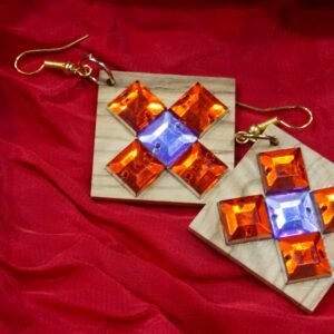 Red Wooden Earrings Set