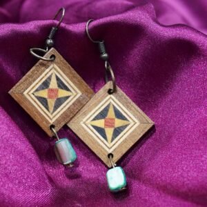 Jade Green Wooden Earrings Set