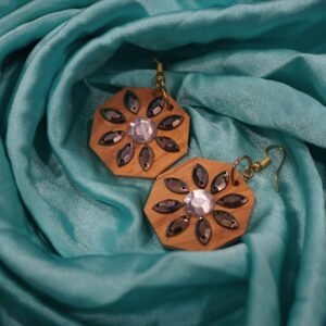 Octagonal Wooden Earrings Set